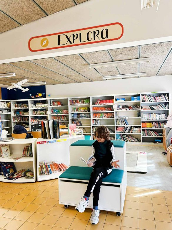 Noel Gasent, en la biblioteca del CEIP Margarita Salas. ENA