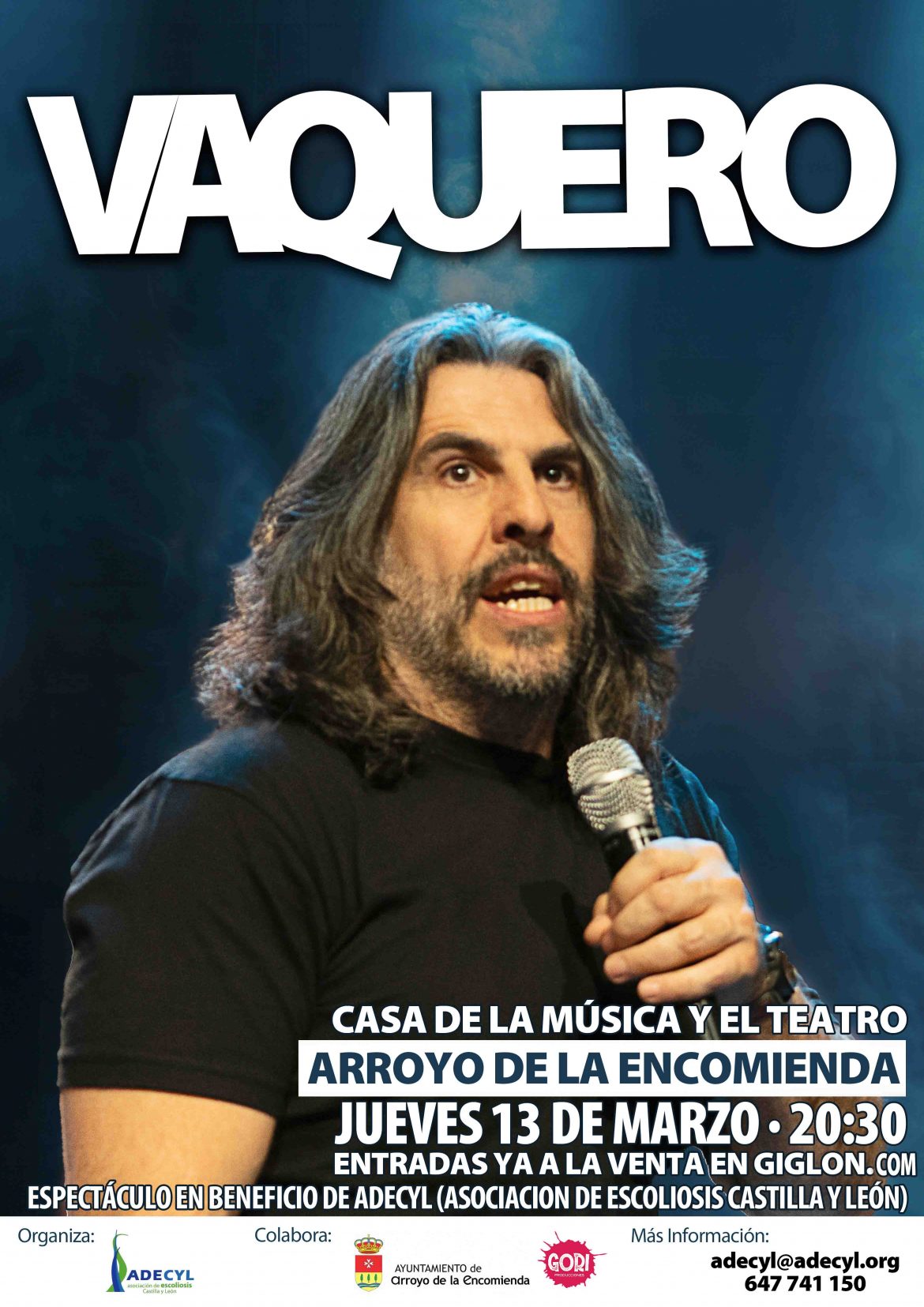 Cartel de J. J. Vaquero, que estará en Arroyo en apoyo a Adecyl.