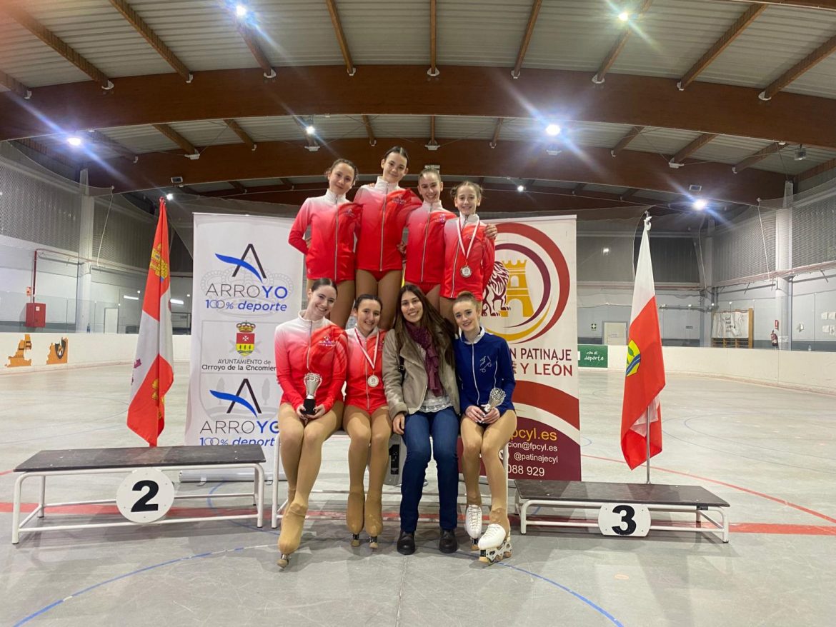 Patinadoras de PAL junto a su entrenadora. ENA